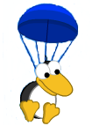 image of a parachuting penguin