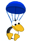 image of a parachuting penguin